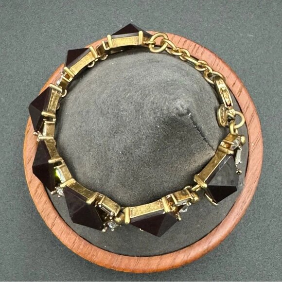 Vintage J.Crew Chunky Lucite Bracelet in Brown and Gold - Picture 6 of 11